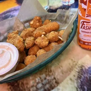 The spicy cheese curds are actually QUITE SPICY.