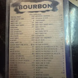 Bourbon list