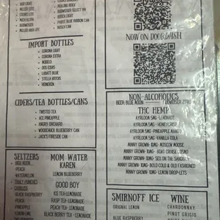 drink menu