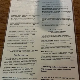 Updated menu