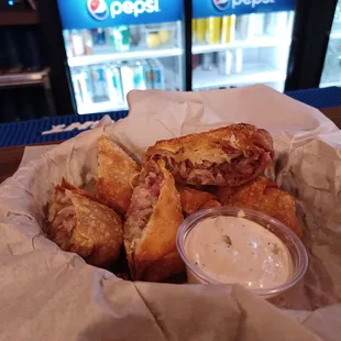 Reuben egg rolls.  Outstanding!