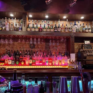 a bar filled with liquor
