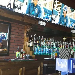 the bar and televisions