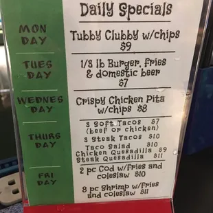 New daily specials