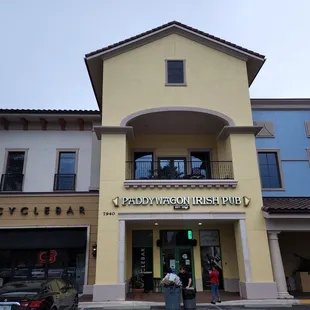 he front of the building