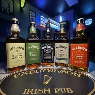 four bottles of whiskey