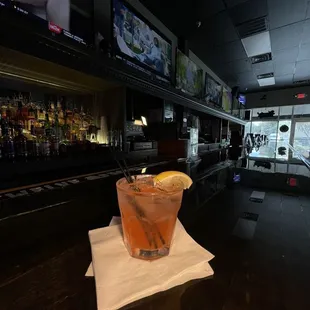 a drink on a napkin
