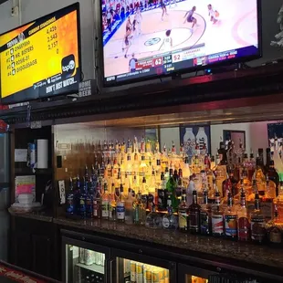 the bar and televisions