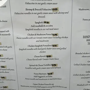 Menu as of 1/8/21