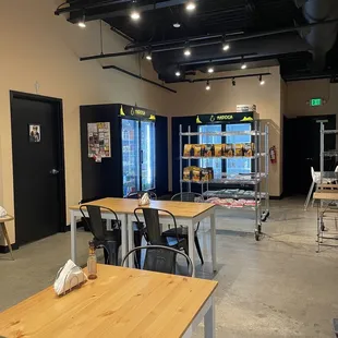 tables and chairs in a large room