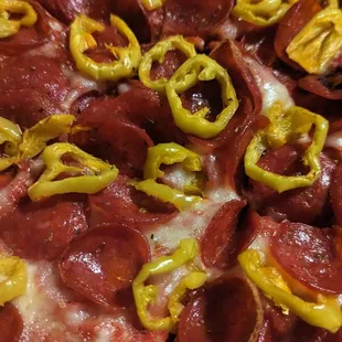 pepperoni, cheese, and jalapenos