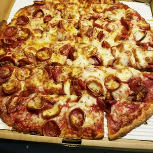 Large pep and extra cheese please