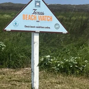 Sign for Texas beach  conditions