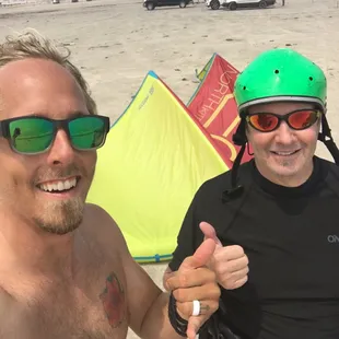 Bill and I working on strapless kitesurfing