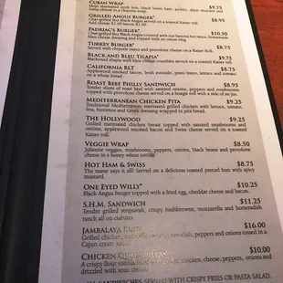 menu