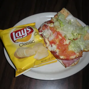 a bag of chips and a sandwich