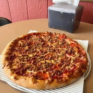 a pizza on a table