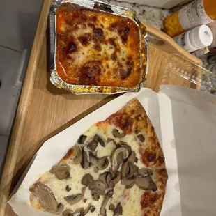 Slice with One Topping Meatball Parmesan  Very tiny Meatball Parmigiana Soggy slice