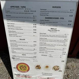 a menu for a restaurant