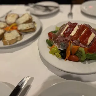 Home Made Cold Antipasto with a custom order of garlic bread with mozzarella cheese