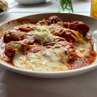 Four Cheese Ravioli with Meatballs