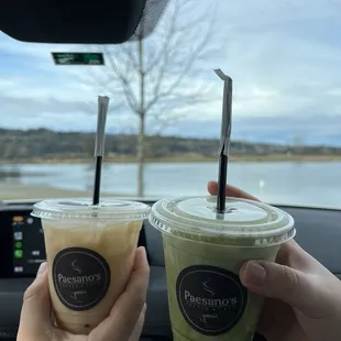 Iced London Fog and Iced Matcha with Vanilla