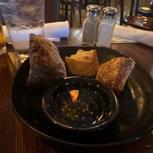 Complimentary breads and olive oil
