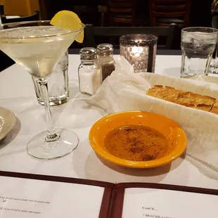 Limoncello martini at the table