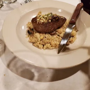 Filet Mignon over risotto- superb