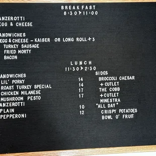 menu