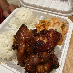 Turkey tail plate and pork ribs/lechon plate