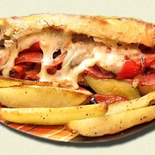 Cuban sandwich with oven-roasted potatoes