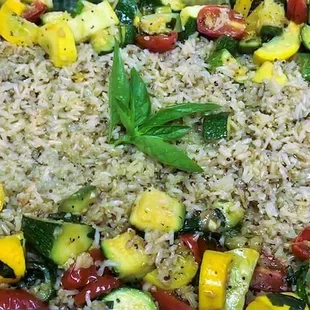 Mixed grains with grilled, fresh vegetables...