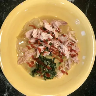 Thai chicken soup with bok choy and brown rice noodles...outstanding!