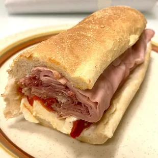 Mortadella and prosciutto hoagie