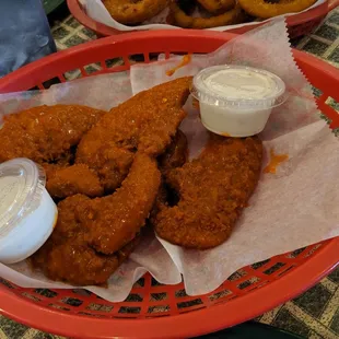 Spicy chicken tenders.  Yummy.