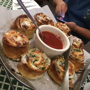 Half spinach half sausage pin wheels!! Highly suggest!!