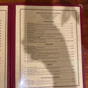 Menu page two September 21