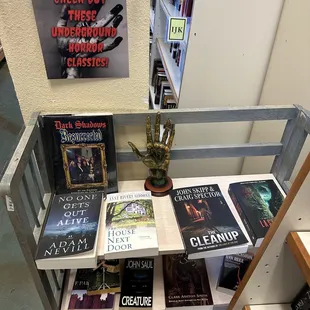Underground horror classics display.
