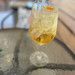 Wine spritzer their Chardonnay and a dash of Red Bull