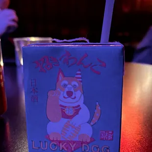 Lucky Dog Sake - in a juice box!