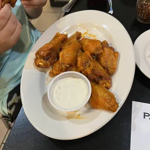 Small order of mild wings (10)- son claimed they were on the spicier side of mild. They smelled great :)