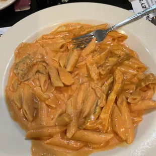 Penne Pink- I was worried about the spice level- totally tame- but still different and delicious.