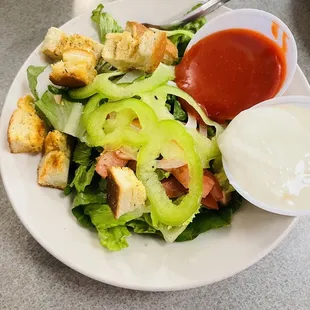 Salad that came with my spaghetti dinner. Sorry forgot to take a picture of the spaghetti and cheese bread, I was hungry!