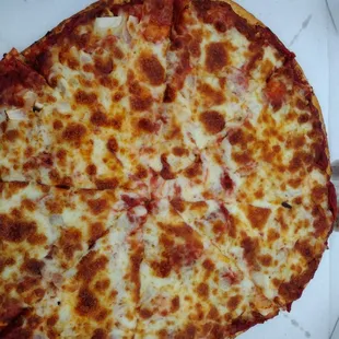 Pepperoni and onion pizza.