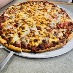 Pepperoni and sausage pizza