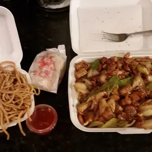 Cashew chicken with lo mein