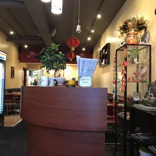 the front desk and dining area