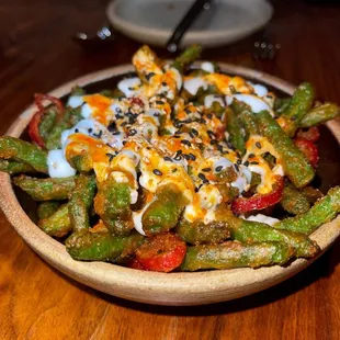 Tempura fried string beans