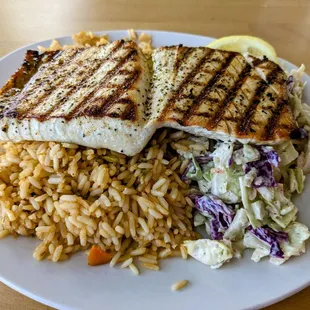 Charbroiled Ono with Cajun rice